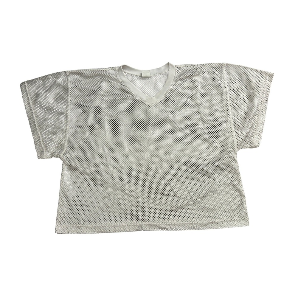Champro Mesh Practice Jersey Adult Medium White Excellent V-Neck Short Sleeve‎